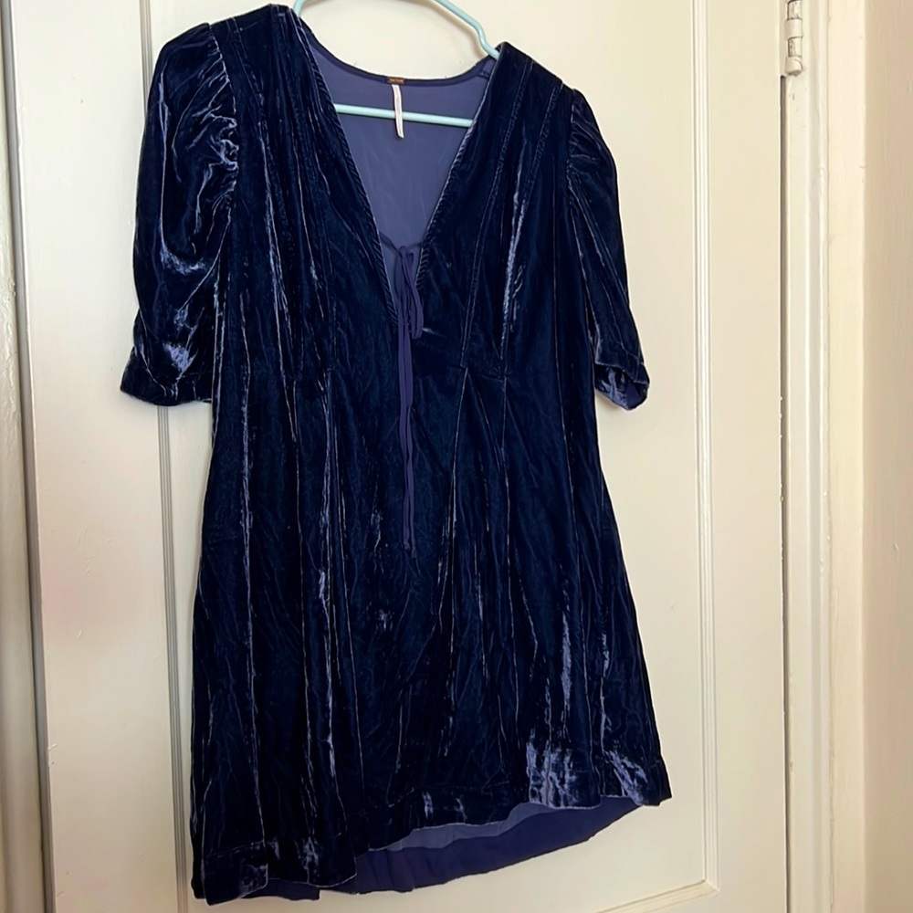 Free People Velvet Top in Deep Blue